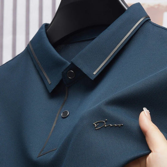 Men's Seamless Polo Shirt – Premium Cool Touch Fabric, Slim Fit Business Casual Golf Tee with Turn-Down Collar