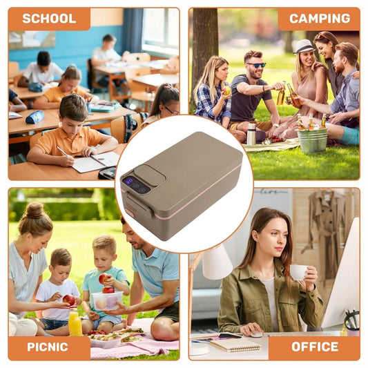 Cordless Electric Heated Lunch Box – 1L Rechargeable Self-Heating Food Container with 304 Stainless Steel Inner
