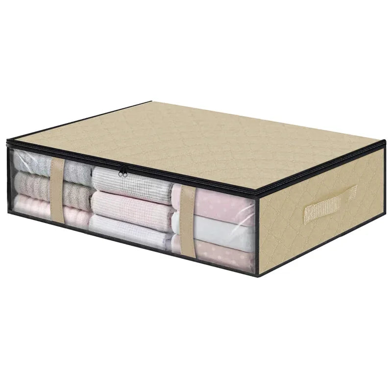 Under-Bed Storage Bag for Foldable Quilts, Clothes Organizer, Dustproof Large Capacity Wardrobe Storage Box