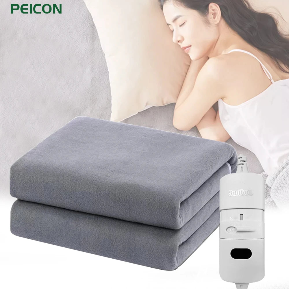 Double Electric Heating Blanket with Automatic Thermostat – 220V Bed Warmer Mattress Pad with EU Plug