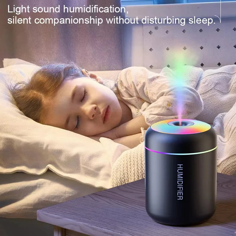 180ML USB Mini Air Humidifier &amp; Aroma Diffuser – Essential Oil Mist Maker with Colorful LED Lights for Home, Car, and Office