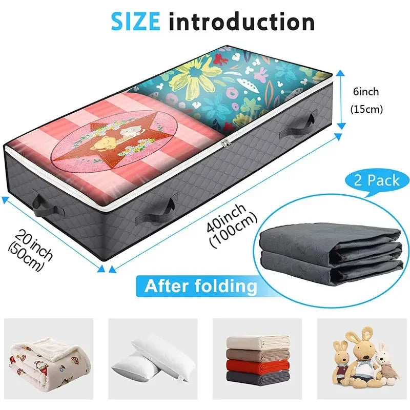 Under-Bed Storage Bag for Foldable Quilts, Clothes Organizer, Dustproof Large Capacity Wardrobe Storage Box