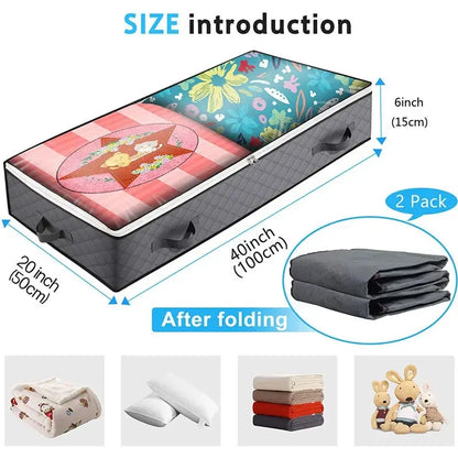Under-Bed Storage Bag for Foldable Quilts, Clothes Organizer, Dustproof Large Capacity Wardrobe Storage Box