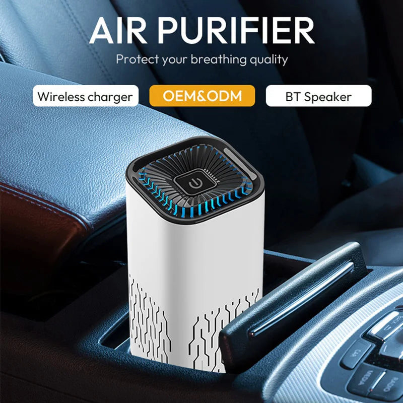 Compact HEPA Air Purifier with Negative Ions – Eliminates Smoke, Odors &amp; Formaldehyde – Ideal for Cars &amp; Bedrooms, with Aromatherapy Function