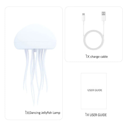 Voice-Controlled RGB Jellyfish Night Light – Gradient Bedside & Desk Lamp for Home or Office Decoration