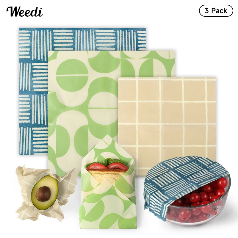 WEEDI Eco-Friendly Beeswax Food Wraps – Reusable, Plastic-Free Food Storage Alternative for Sustainable Living