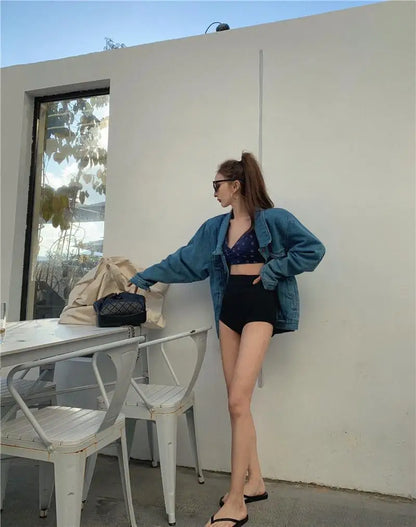 Women's High-Waist Black Shorts – Slim Fit Solid Color Summer Bottoms for Dance, Club, K-pop, and Streetwear Style (Up to 5XL)