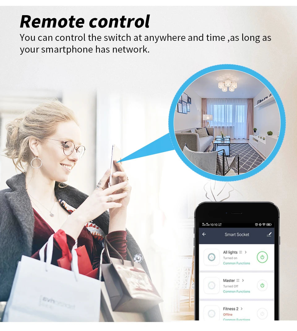 Tuya 16A/20A EU WiFi Smart Plug – Voice Control, Power Monitoring &amp; Timer Function – Works with Alexa &amp; Google Assistant