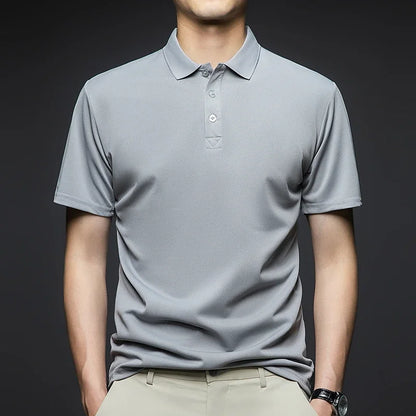 Men's Solid Color Polo Shirt – Summer Short Sleeve, Breathable & Comfortable Casual Top