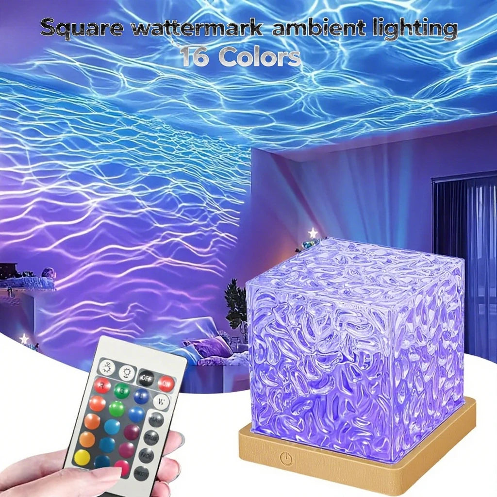 LED Ripple Galaxy Projector Night Light – USB Mood Lamp with Remote Control for Home or Room Decor