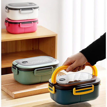 1300ML 4-Compartment Bento Lunch Box with Cutlery – Microwave & Dishwasher Safe, Leakproof Food Container for School, Work & Adults