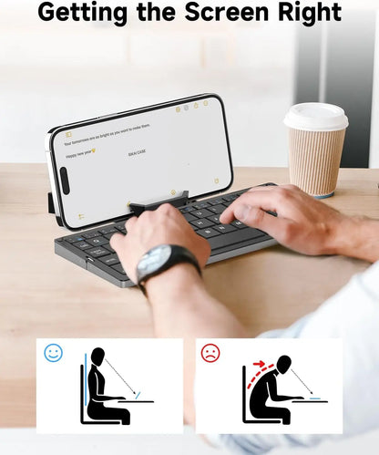 Jomaa Mini Portable Folding Bluetooth Keyboard Rechargeable for Laptop, iPad, and Phone