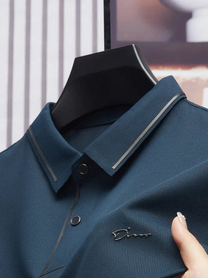 Men's Seamless Polo Shirt – Premium Cool Touch Fabric, Slim Fit Business Casual Golf Tee with Turn-Down Collar