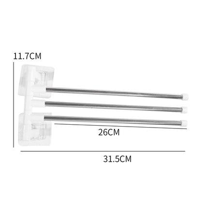 Rotating Bathroom Towel Rack – Punch-Free Wall-Mounted Stainless Steel Organizer with Suction Cup