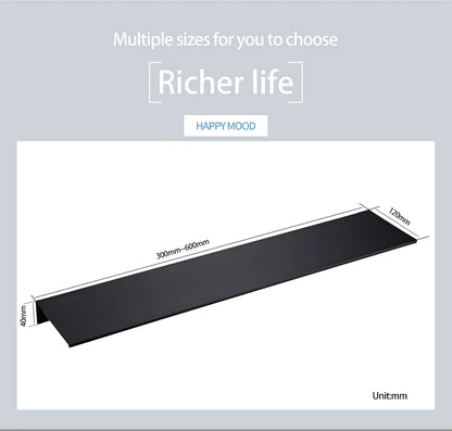 Matte Black Wall-Mounted Shelf – Modern Bathroom & Kitchen Storage Rack (30-50cm) – Shower Organizer Wholesale Promotion