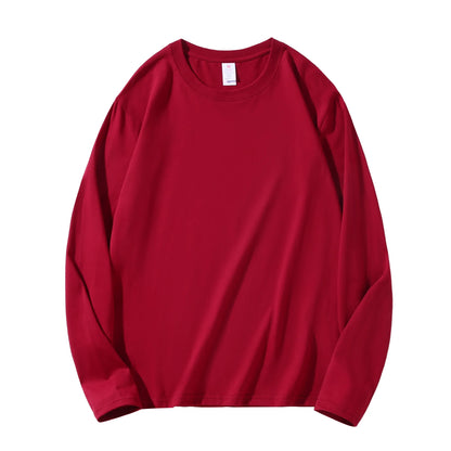 MRMT 2025 Men's 100% Cotton Long Sleeve T-Shirt – Solid Color Crew Neck Casual Top