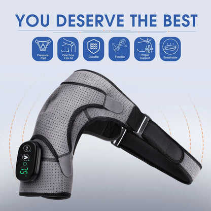 Rechargeable Electric Shoulder Massager with Heating & Vibration – Thermal Therapy Belt for Knee & Arthritis Pain Relief