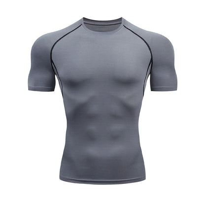 Men’s Summer Compression Workout T-Shirt – Tight-Fit Quick-Dry Athletic Tee for Gym, Running, and Fitness Training