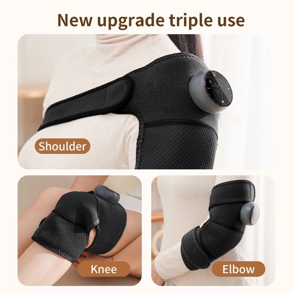 Rechargeable Electric Shoulder Massager with Heating & Vibration – Thermal Therapy Belt for Knee & Arthritis Pain Relief