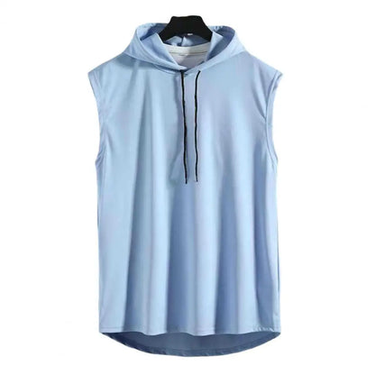 Men’s Sleeveless Gym Hoodie – Lightweight Summer Sports Vest with Hood | Casual Fitness Tank Top