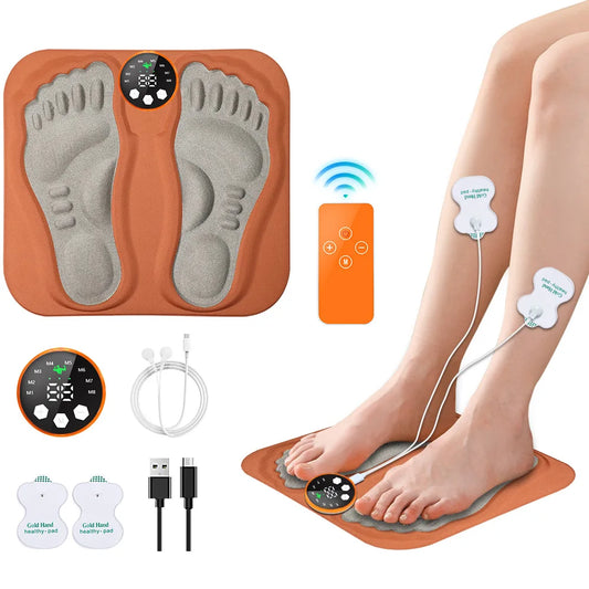 New 3D Electric EMS Foot Massager Pad with Remote – Smart Foldable Foot Muscle Stimulator for Relaxation and Shaping