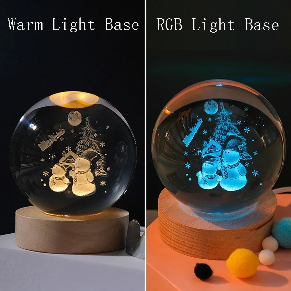 3D Laser Engraved Solar System Crystal Ball Night Light – Planet Globe Lamp for Home Décor, Astronomy Gift, Birthday Present