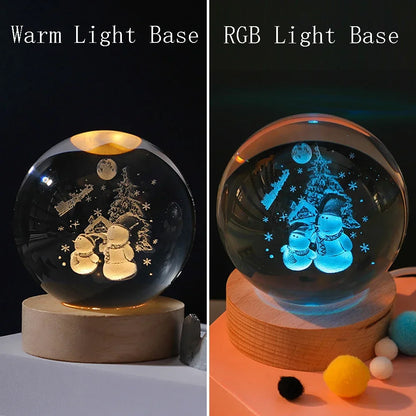 3D Laser Engraved Solar System Crystal Ball Night Light – Planet Globe Lamp for Home Décor, Astronomy Gift, Birthday Present