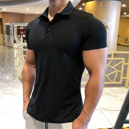 Men’s Slim Fit Polo Shirt – Quick Dry Solid Color Short Sleeve Sports Tee for Spring & Summer