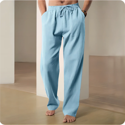2025 Men's Lightweight Cotton-Linen Blend Casual Pants – Breathable, Comfortable Straight-Fit Trousers for Spring &amp; Summer