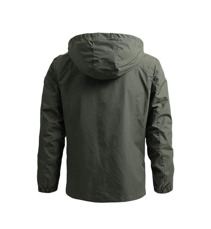 Men's Waterproof Hooded Windbreaker – Casual Outdoor Jacket for Hiking, Camping, and Fishing
