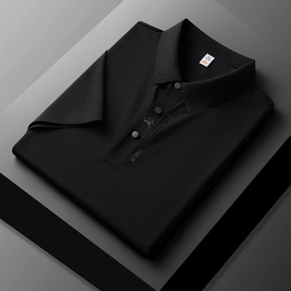 Men's Premium Printed Polo Shirt – Short Sleeve, Seamless Ice Silk, Breathable Golf & Business Casual Summer Tee