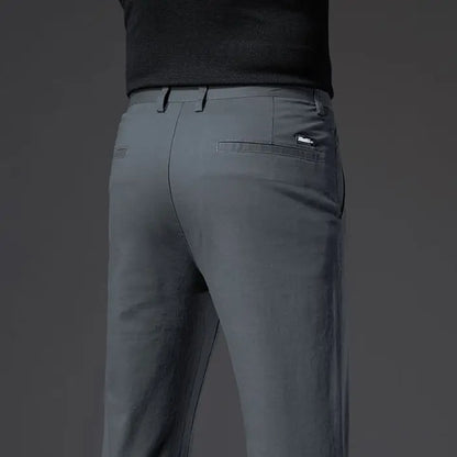 New Fashion Men's Slim Fit Straight Trousers – Comfortable, Breathable, Elastic Casual Long Pants for Everyday Wear