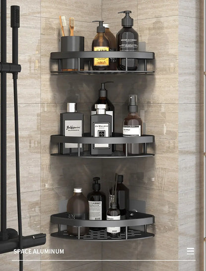 No-Drill Wall-Mounted Bathroom Shelf – Corner Shower Organizer for Shampoo, Toiletries, and Bathroom Essentials