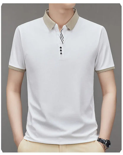 Men’s Classic Solid Short Sleeve Polo Shirt – Breathable Summer Top for Work and Casual Wear