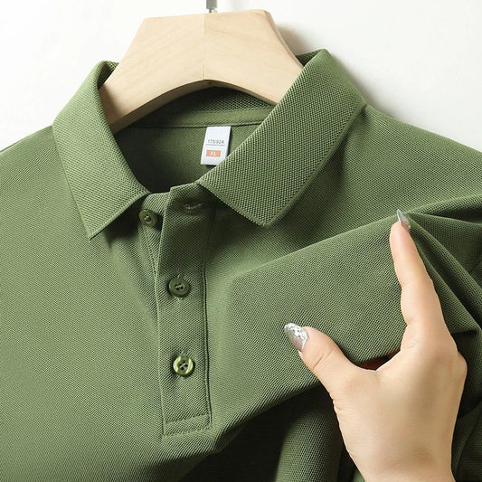 Men's Plain Short-Sleeve Polo Shirt – Summer Casual & Business Wear, Lightweight and Comfortable