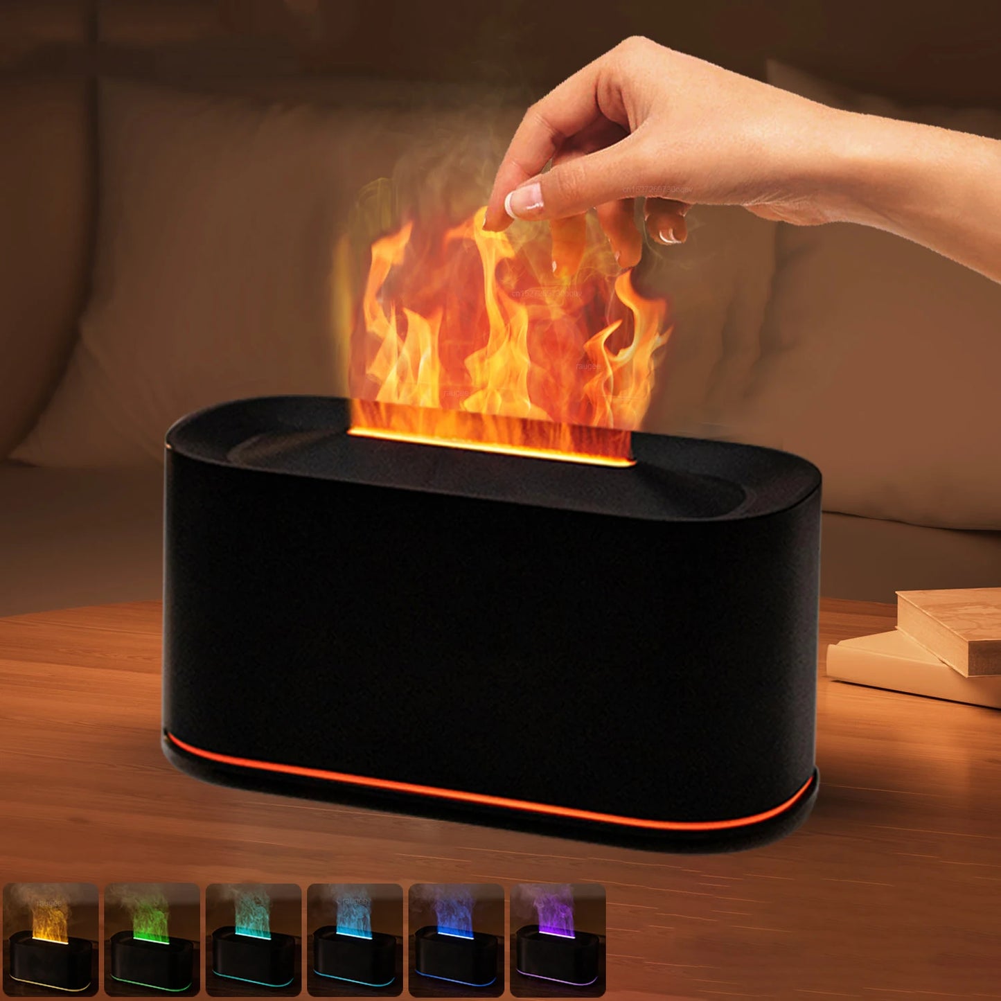 Flame Effect Essential Oil Diffuser &amp; Humidifier – Aromatherapy Mist Maker with LED Fire Light for Home &amp; Room Fragrance