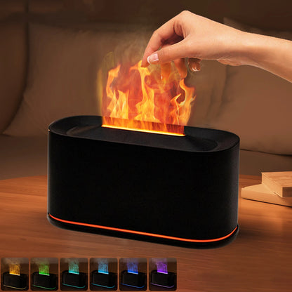 Flame Effect Essential Oil Diffuser &amp; Humidifier – Aromatherapy Mist Maker with LED Fire Light for Home &amp; Room Fragrance