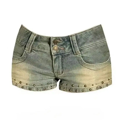 Women's Retro Leopard Print Denim Shorts – Washed Slim Fit Streetwear Y2K Style Summer 2025