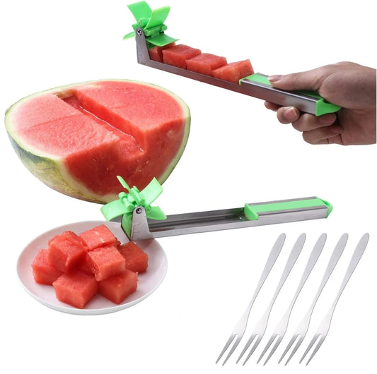 Stainless Steel Watermelon Slicer with Windmill Blade – Easy Fruit Cutter & Salad Tool for Kitchen