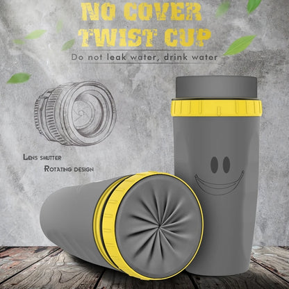 Portable Coffee Cup with Straw, Innovative Twist-On Lid Thermos Mug, Drinking Cup with Straw for Juice, Coffee, and Water, BPA-Free