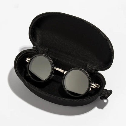 Adjustable Polarized Motorcycle Sunglasses – Round UV400 Punk-Style Eyewear for Men & Women, ND9 Light Dimming Sun Glasses