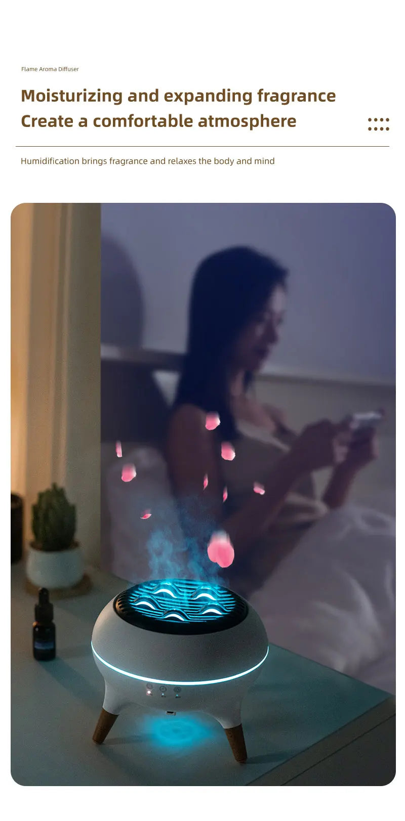350ML Flame-Effect Jellyfish Aroma Diffuser – Dynamic Essential Oil Air Humidifier with Gradient LED Night Light for Desktop Use