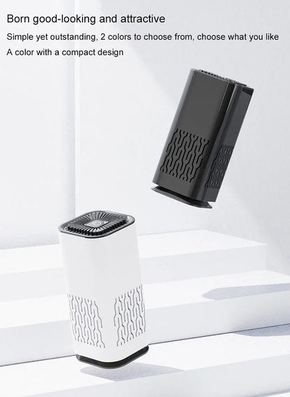Compact HEPA Air Purifier with Negative Ions – Eliminates Smoke, Odors &amp; Formaldehyde – Ideal for Cars &amp; Bedrooms, with Aromatherapy Function