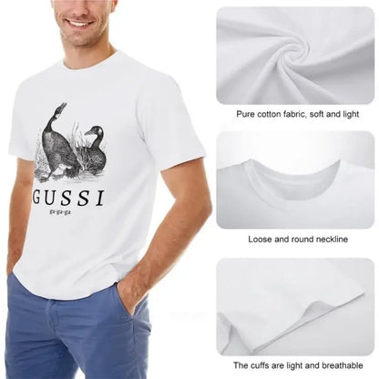Men’s Cotton T-Shirt with “G U S S I (Geese)” Funny Slogan – Cute Summer Tee for Men
