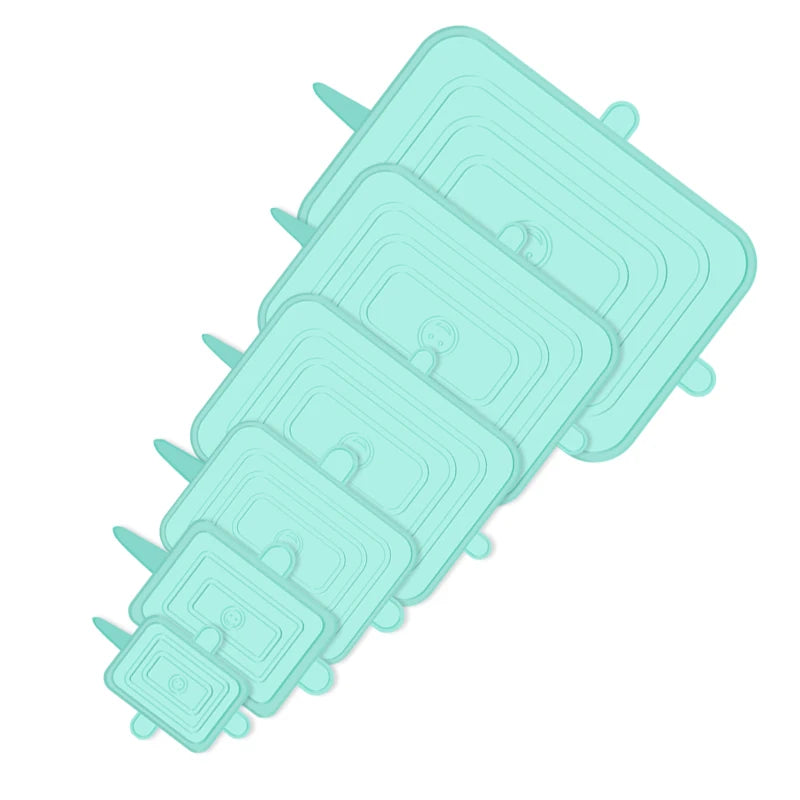 6PCS Square Silicone Stretch Lids – Reusable Elastic Food Covers for Fresh Sealing and Kitchen Use