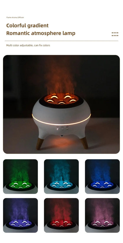 350ML Flame-Effect Jellyfish Aroma Diffuser – Dynamic Essential Oil Air Humidifier with Gradient LED Night Light for Desktop Use