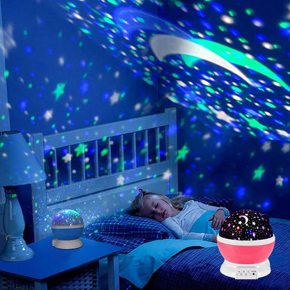 Rotating Starry Sky Night Light Projector – Galaxy Moon Lamp for Baby Nursery, Bedroom Decor &amp; Table Lighting