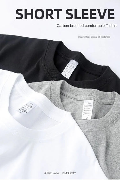 2-Pack Basic Solid Color T-Shirts for Men and Women, 100% Cotton, White and Black, Loose Fit, Short Sleeve, O-Neck, Perfect Couple Tops