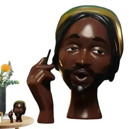 Black Headscents Handmade Head-Shaped Incense Burner Holder – Decorative Airflow Incense Burner for Meditation and Body Art