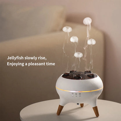 350ML Flame-Effect Jellyfish Aroma Diffuser – Dynamic Essential Oil Air Humidifier with Gradient LED Night Light for Desktop Use